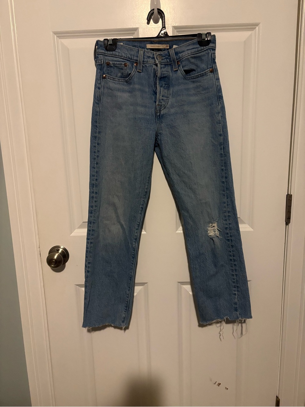 Levi’s Denim Wedgie Straight-Leg Jeans with Button Closure, Distressed, Frayed